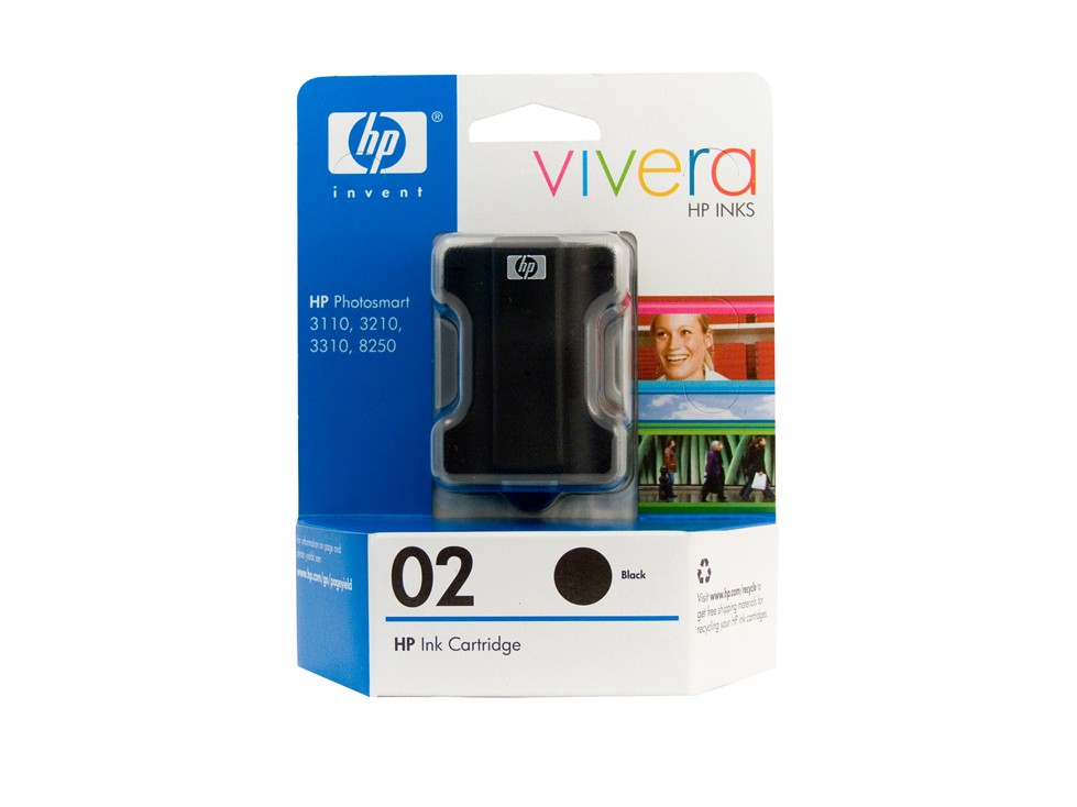 HP 02 Printer Cartridge (Black) 100% genuine HP