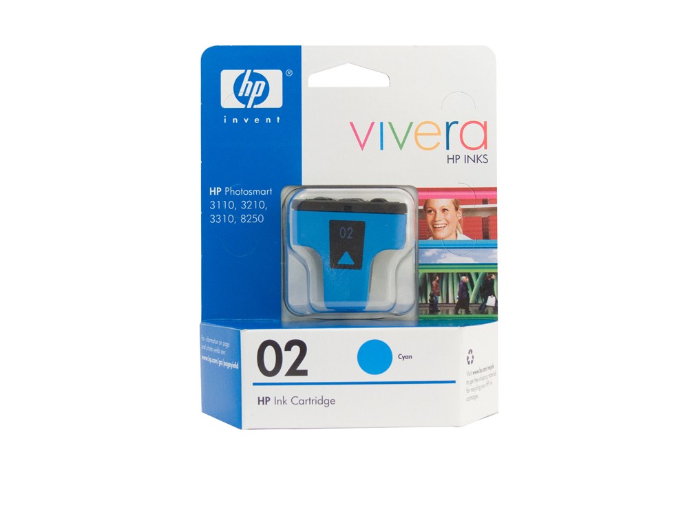 HP 02 Printer Cartridge (Cyan) 100% genuine HP