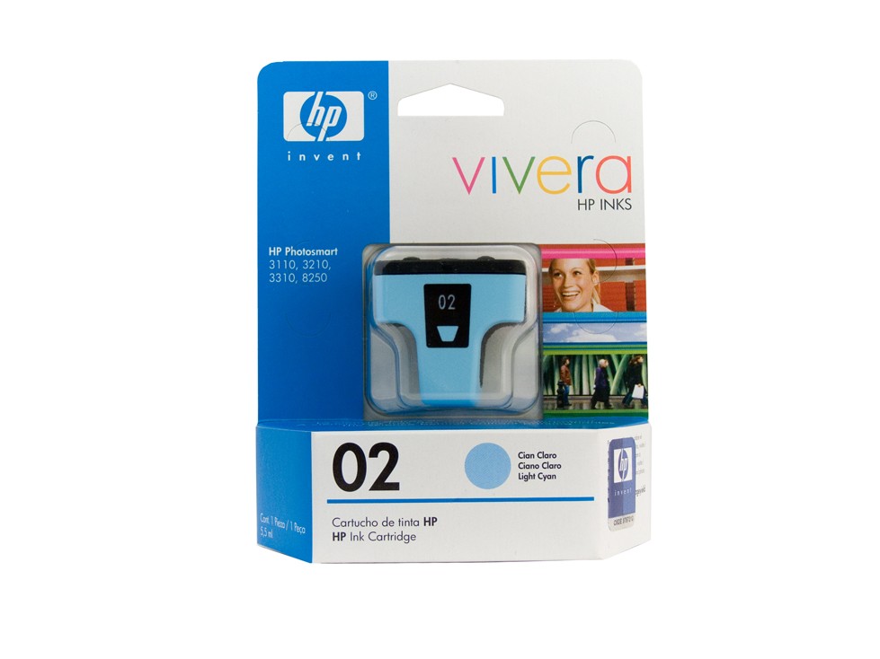 HP 02 Printer Cartridge (Light Cyan) 100% genuine HP